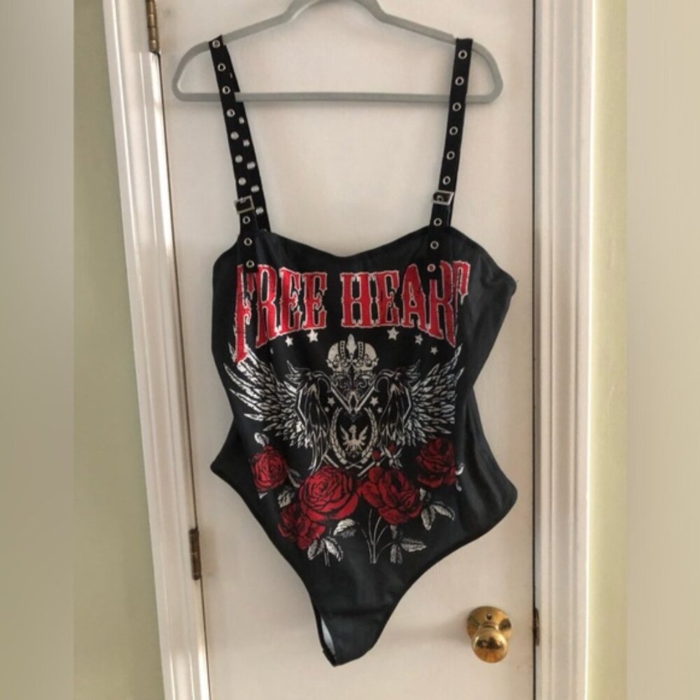 SHEIN “Free Heart” Body Suit with Adjustable Straps 3XL NWOT